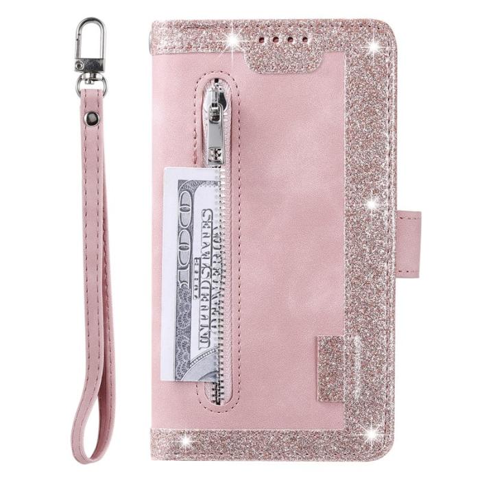 OEM - Samsung Galaxy S26 / S26 Pro Fodral 9 Kortfack Dragkedja Konstläder - Roséguld