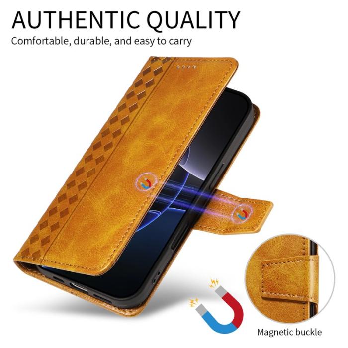 OEM - Samsung Galaxy S26 Ultra Fodral Äkta Läder Ställ - Gul
