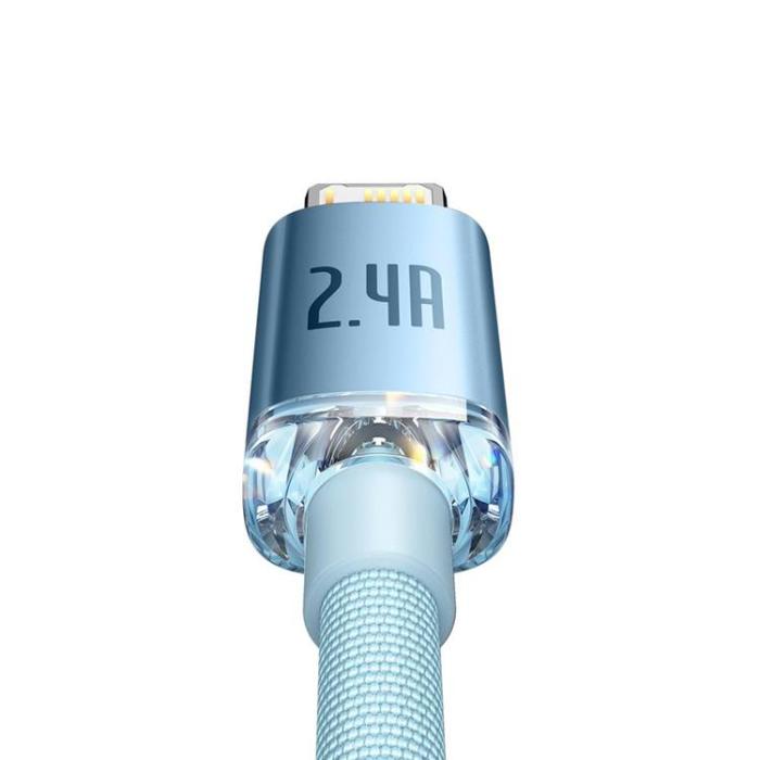 BASEUS - Baseus USB Till Lightning 1.2m Kabel 2.4A Crystal Shine Blå