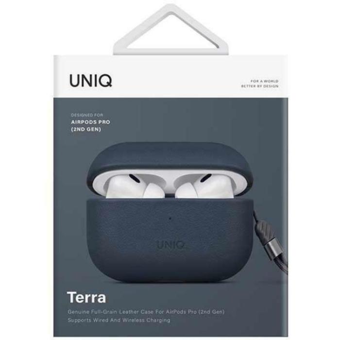UTGATT1 - Uniq Airpods Pro 2 Skal Äkta Läder Terra - Space Blå