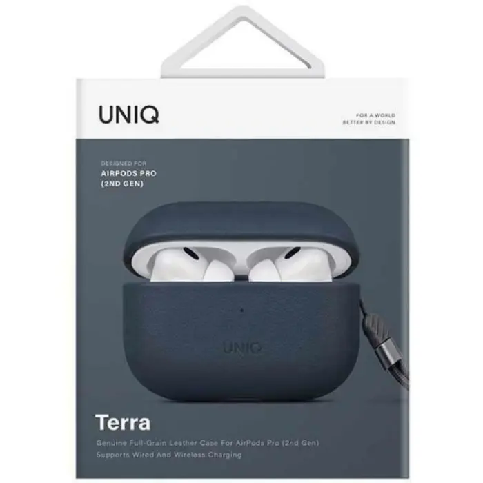 UTGATT1 - Uniq Airpods Pro 2 Skal Äkta Läder Terra - Space Blå