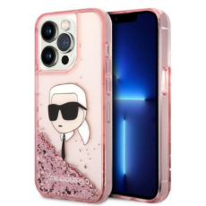 KARL LAGERFELD - Karl Lagerfeld iPhone 14 Pro Skal Liquid Glitter Head - Rosa