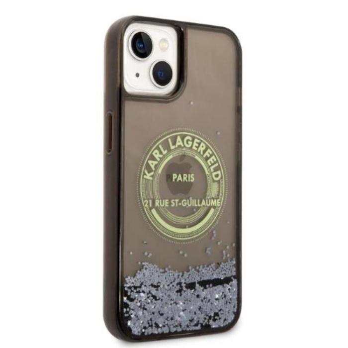 KARL LAGERFELD - Karl Lagerfeld iPhone 14 Plus Skal Liquid Glitter RSG - Svart