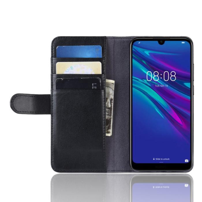 UTGATT4 - Genuine Split Plånboksfodral till Huawei Y6 (2019) - Svart