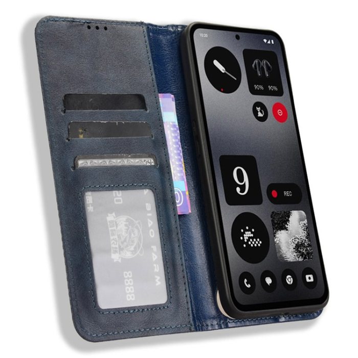 A-One Brand - Nothing Phone (2a) Plus Plånboksfodral Retro Kickstand - Blå