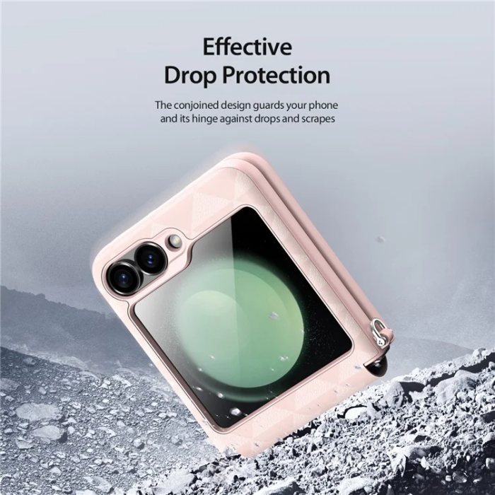 Dux Ducis - Dux Ducis Galaxy Z Flip 6 Mobilskal Fitt Rhombus Läder - Rosa