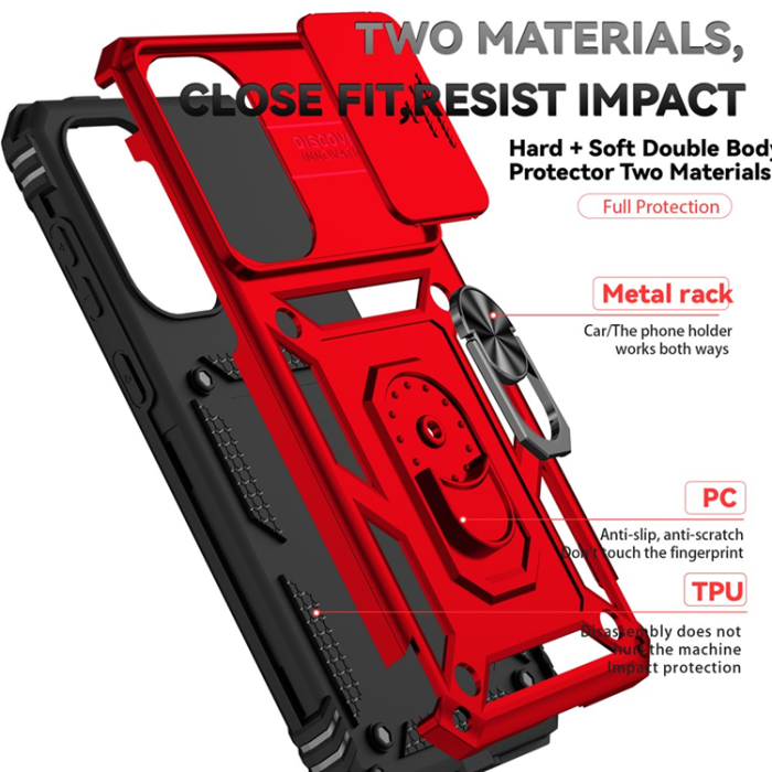 A-One Brand - Galaxy A36/A56 Mobilskal Kickstand PC + TPU - Röd