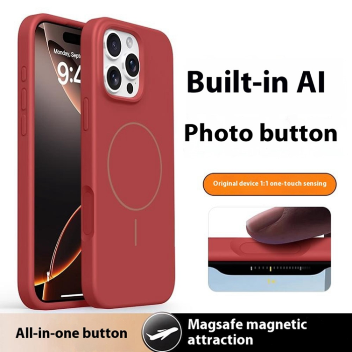 A-One Brand - iPhone 16 Pro Mobilskal MagSafe Liquid Silikon Microfiber - Röd
