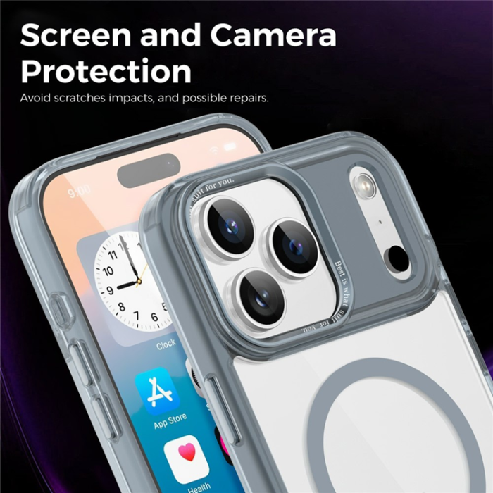 A-One Brand - iPhone 17 Pro Max Mobilskal MagSafe Transparent TPU+PC - Titangrå