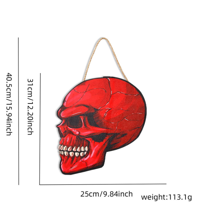 OEM - Halloween Hängande Pumpa Fladdermus Spöke Trä - Röd Skull