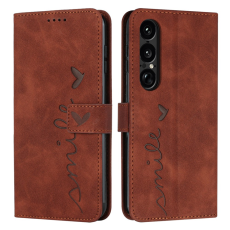 A-One Brand - Sony Xperia 1 VII Plånboksfodral Imprinted Heart - Brun