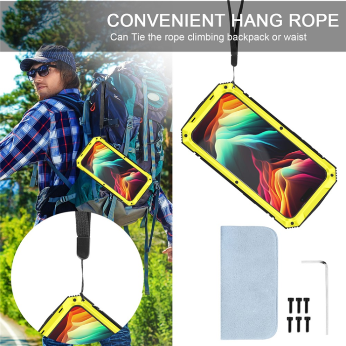 R-JUST - R-JUST iPhone 15 Pro Max Mobilskal med Härdat Glas - Gul