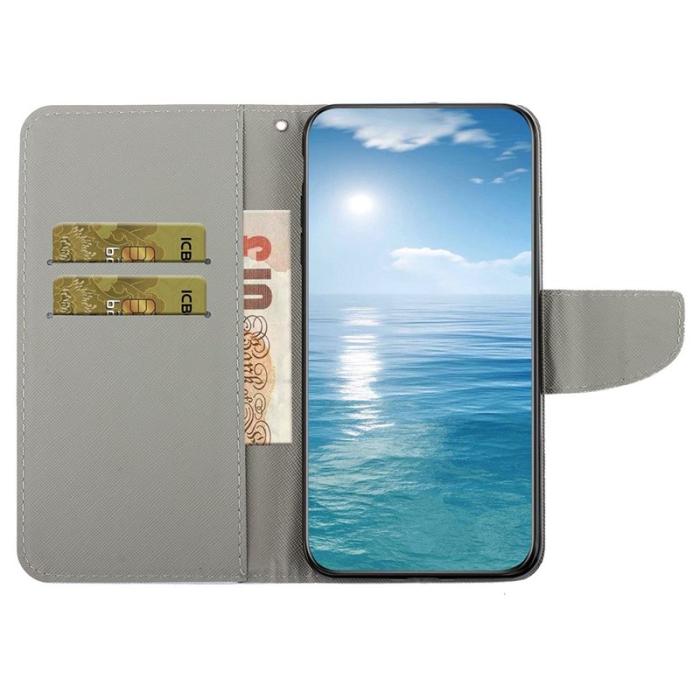 OEM - Samsung Galaxy A55 5G Plånboksfodral Konstläder Mönstertryck - Stor Krysantemum