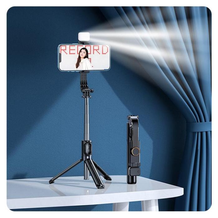 A-One Brand - Selfie Stick Folding Stand Bluetooth med Remote Control - Rosa