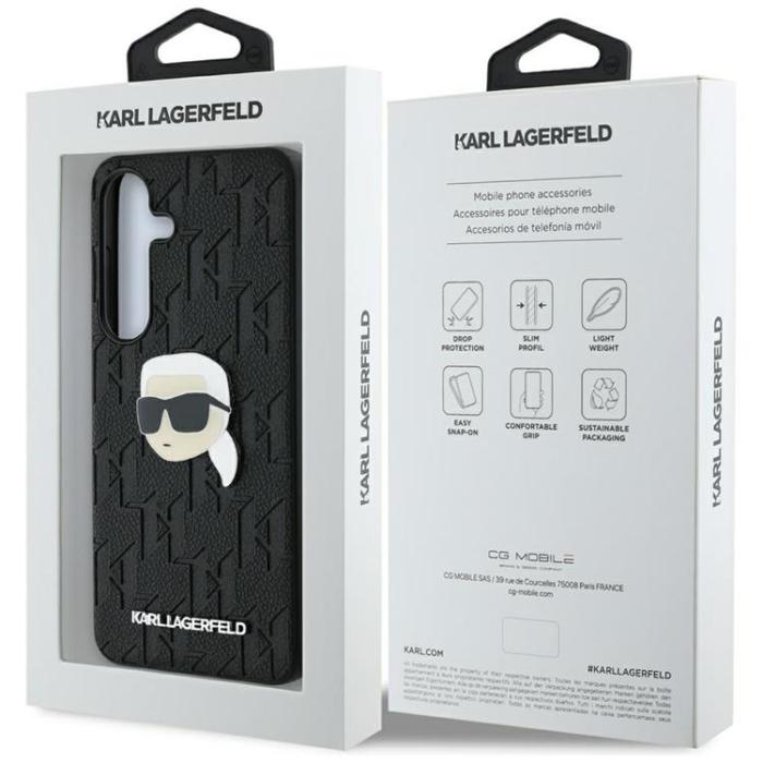 KARL LAGERFELD - Karl Lagerfeld Galaxy S25 Plus Mobilskal Läder Monogram Karl Head - Svart