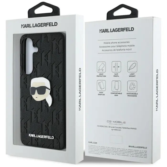 KARL LAGERFELD - Karl Lagerfeld Galaxy S25 Mobilskal Läder Monogram Karl Head - Svart