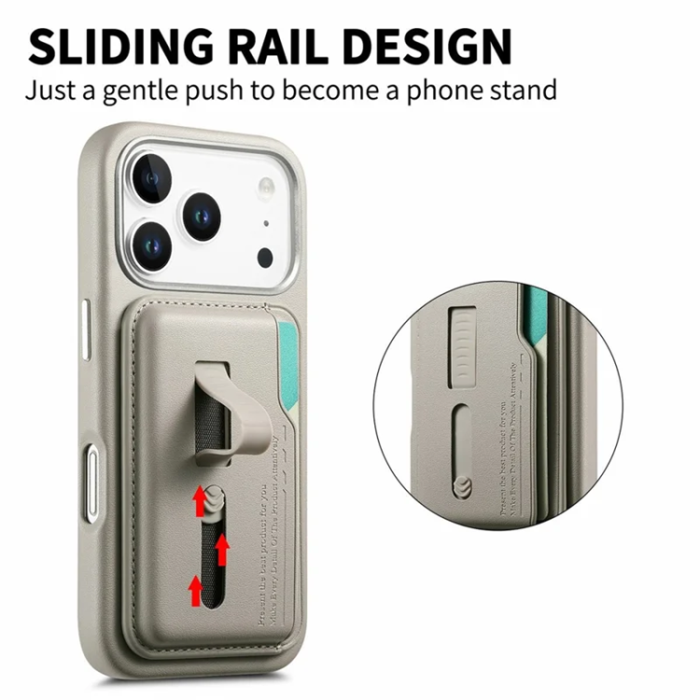 A-One Brand - iPhone 17 Pro Max Mobilskal Magsafe Detachable korthållare - Grå