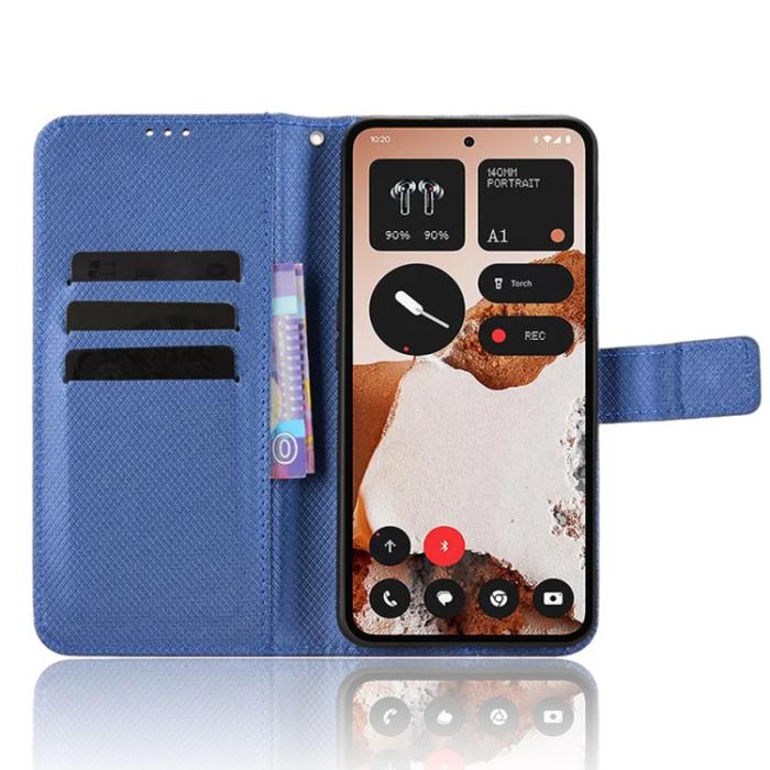 A-One Brand - Nothing CMF Phone 2 Pro Plånboksfodral Diamond Läder - Blå