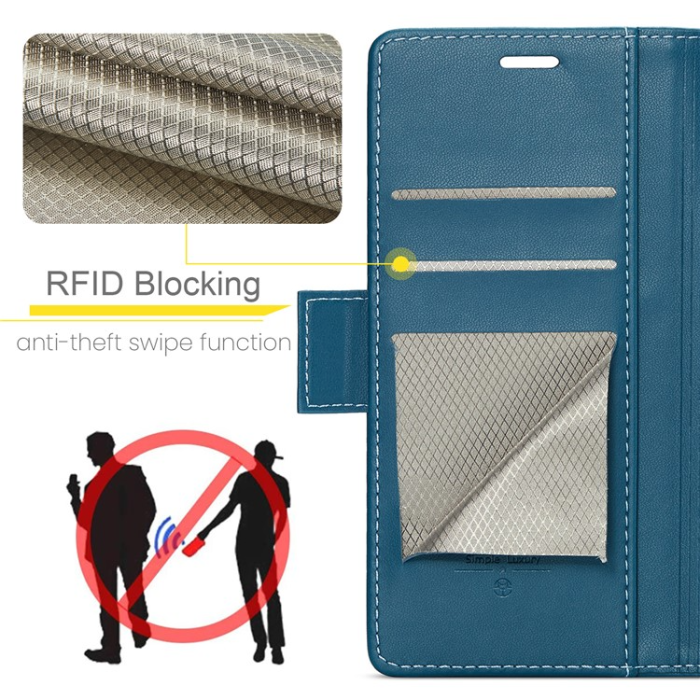 Caseme - Caseme Google Pixel 7A Plånboksfodral RFID Litchi - Blå
