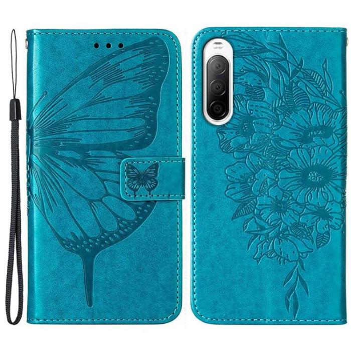 A-One Brand - Sony Xperia 10 IV Plånboksfodral Butterfly - Blå