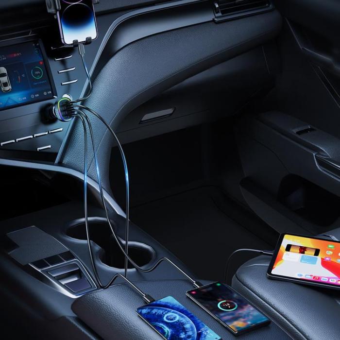 Joyroom - Joyroom Billaddare 4-Ports 2x USB/2x USB-C - Svart