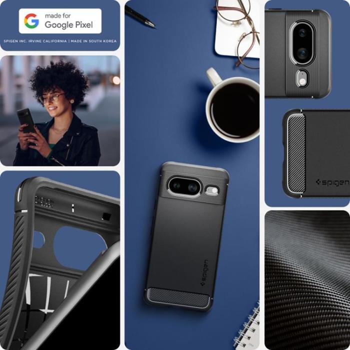 Spigen - Spigen Google Pixel 8 Mobilskal Rugged Armor - Matte Svart