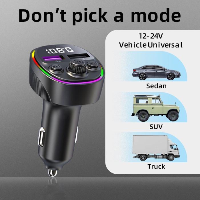 OEM - CS2 Dual USB 66W Snabbladdare med digital display och FM-sändare