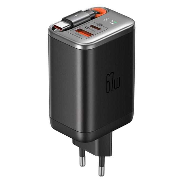 OEM - MCDODO CH-4100 GaN Snabbladdare 67W USB-C / USB-A med utdragbar kabel