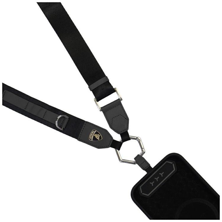 Lamborghini Crossbody Mobilrem Webbing Strap - Svart