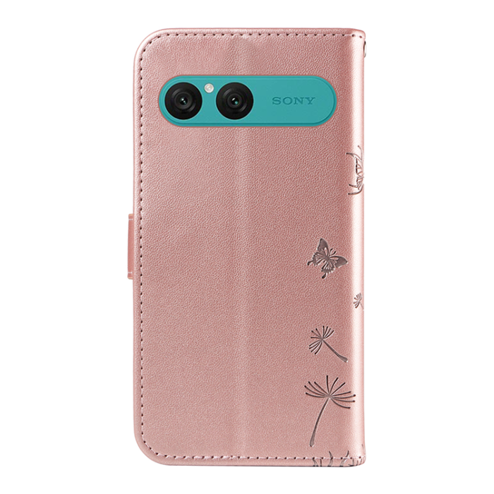 A-One Brand - Sony Xperia 10 VII Plånboksfodral Strap Dandelion Läder - Roséguld