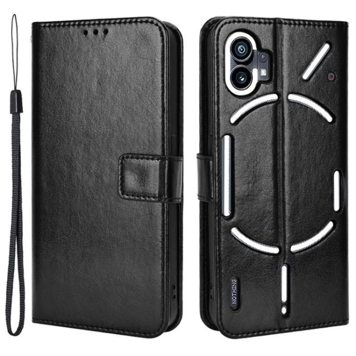 A-One Brand - Nothing Phone 1 Plånboksfodral Crazy Horse - Svart