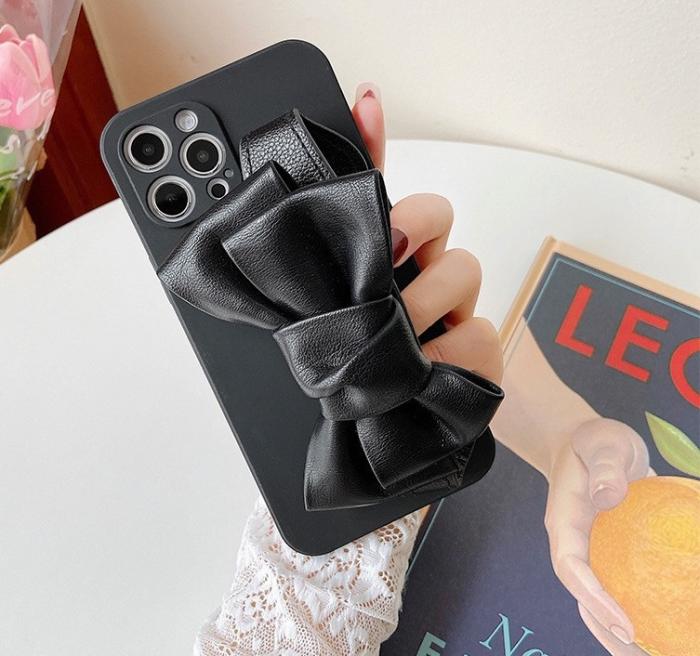 OEM - Bowknot Läderrem iPhone 13 Mini Skal - Svart