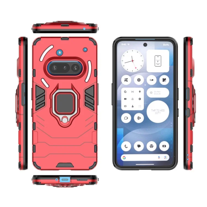 A-One Brand - Nothing Phone (3a) Mobilskal Ringhållare Kickstand - Röd