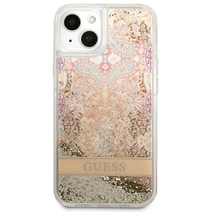 Guess - Guess iPhone 13 mini Skal Paisley Liquid Glitter - Guld