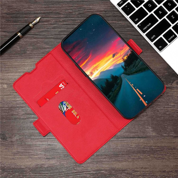 OEM - Xiaomi 13 Lite Plånboksfodral Dual Magnetic Clasp - Röd