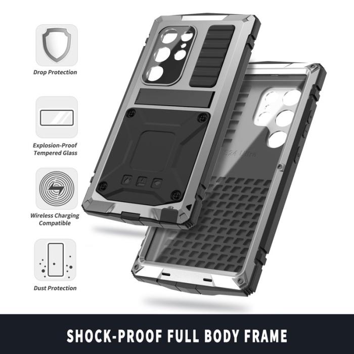R-JUST - R-JUST Mobilskal till Galaxy S24 Ultra Full Protection Silver