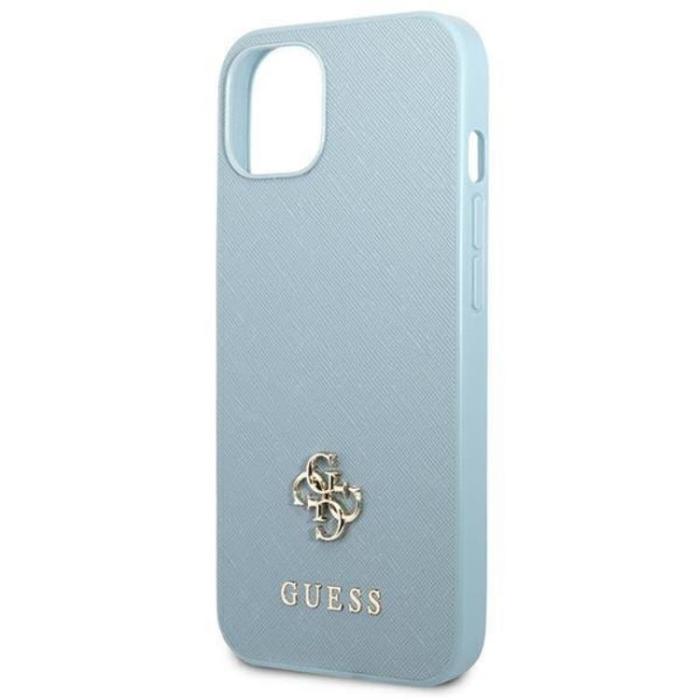Guess - Guess iPhone 13 Mobilskal Saffiano Small Metall Logo - Blå