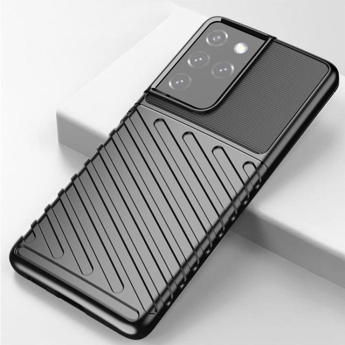 OEM - Thunder Flexibel Armored Skal Galaxy S22 Ultra - Svart