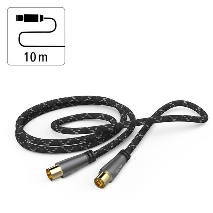 Hama - HAMA Antennkabel 120dB Svart/Grå 10.0m