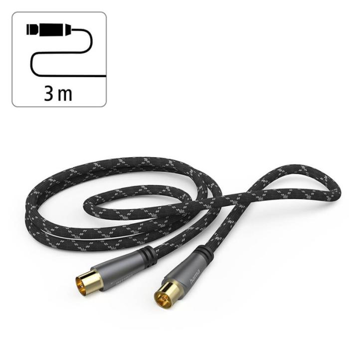 Hama - HAMA Antennkabel 120dB Svart/Grå 3.0m