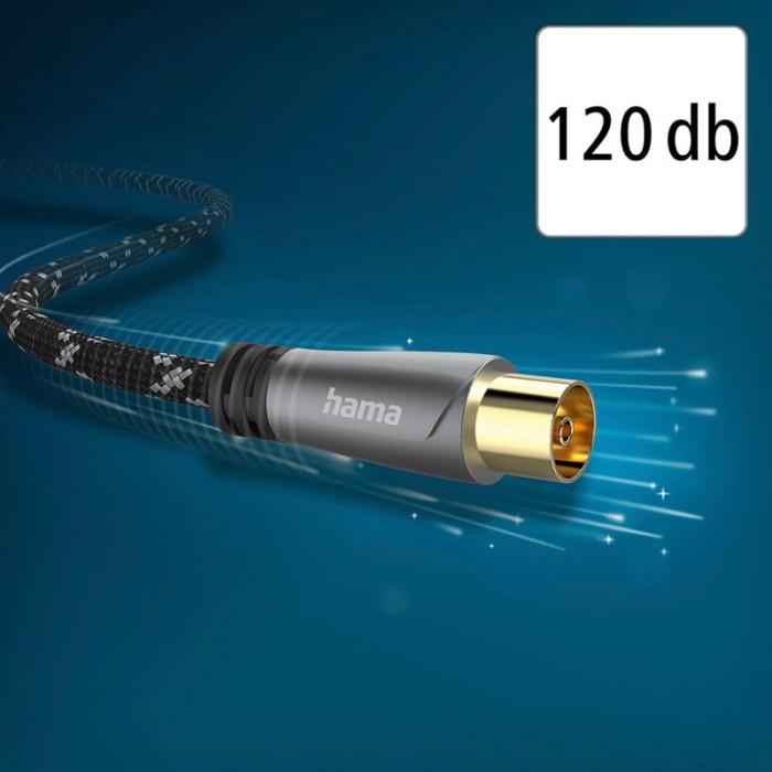 Hama - HAMA Antennkabel 120dB Svart/Grå 5.0m