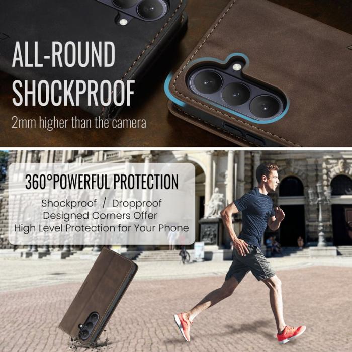 Caseme - CaseMe Plånboksfodral för Samsung Galaxy S26 Plus Konstläder Ställ - Kaffe