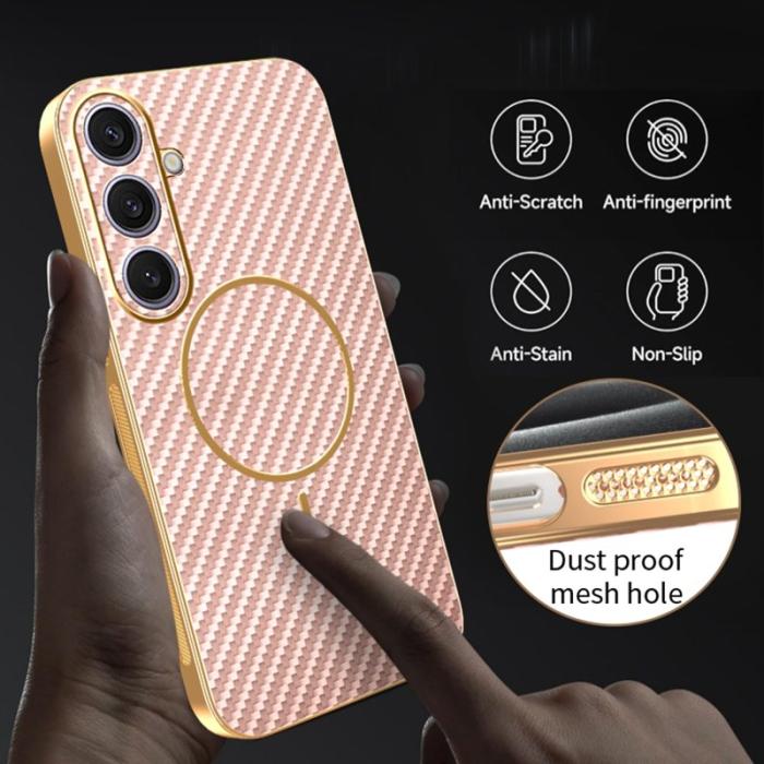 OEM - Mobilskal för Samsung Galaxy S26 Plus TPU Kolfiber - Rosa