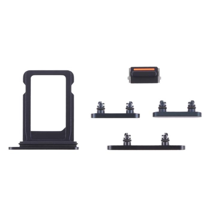 UTGATT1 - iPhone 13 Mini Simkortshållare (Dual) + Sidoknappar - Svart