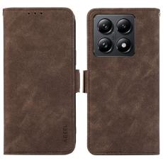 ABEEL - ABEEL Xiaomi 14T Pl&aring;nboksfodral Konstl&auml;der Folio St&auml;ll Brun