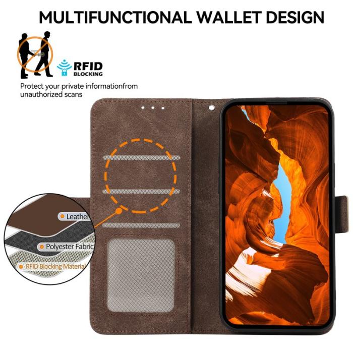 ABEEL - ABEEL Xiaomi 14T Plånboksfodral Konstläder Folio Ställ Brun