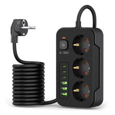 Tech-Protect - Tech-Protect Grenuttag 3x USB/3x USB-C/3 Sockets 200Ccm - Svart