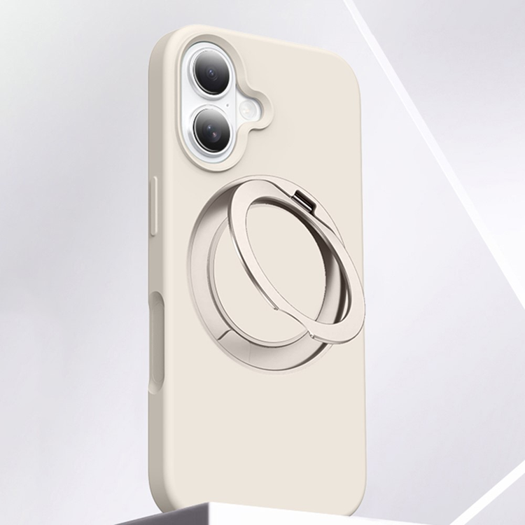 iPhone 16 Mobilskal MagSafe Silikon Roterande Kickstand (Antikvit) | 2353 | AlltMobil