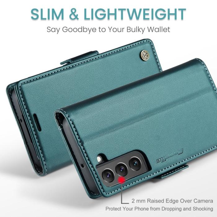 Caseme - CASEME Plånboksfodral Konstläder för Samsung Galaxy S22 5G - Grön