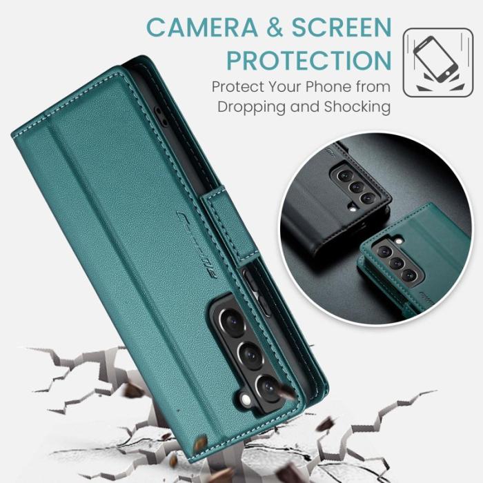 Caseme - CASEME Plånboksfodral Konstläder för Samsung Galaxy S22 5G - Grön